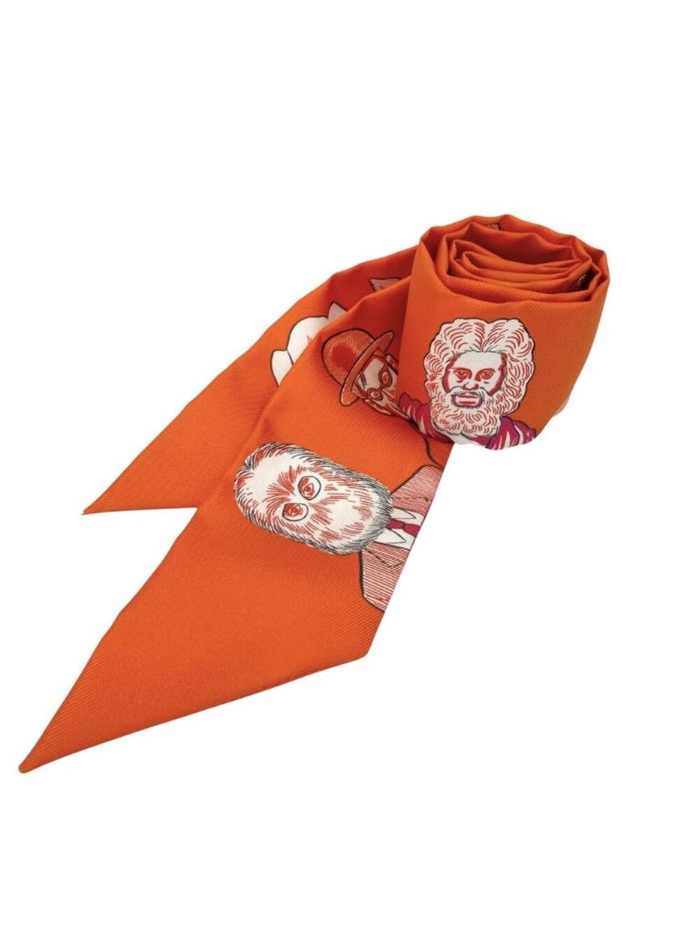 Hermes Scarf Twilly Dress Code Silk Orange Pink